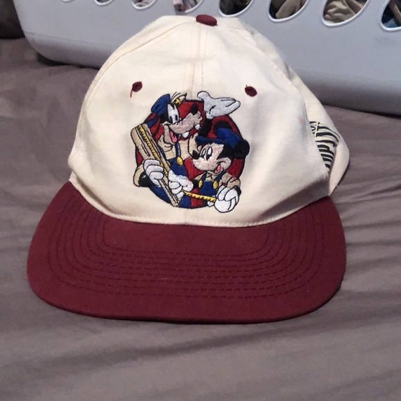Disney Other - Mickey Unlimited Men's Cream and Burgundy Hat